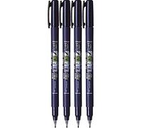 Lot de 4 stylos pinceaux Tombow Fudenosuke, pointe dure, couleur d'écriture noire