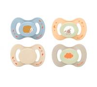 Lot de 4 Sucettes Bébé 0-6 mois - Duo Nature Anatomiques - Hérisson N1 Jour & Mouton N7 Nuit - Sans BPA - Confort & Respect du Développement