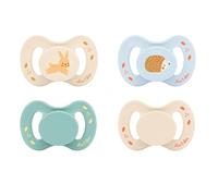 Lot de 4 Sucettes Bébé 0-6 mois - Duo Nature Anatomiques - Hérisson N1 & Lapin N4 - Sans BPA - Confort & Respect de la Peau
