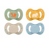 Lot de 4 Sucettes Bébé 6-18 mois - Duo Nature Anatomiques - Écureuil N2 & Ours N5 - Sans BPA - Confort & Respect du Développement