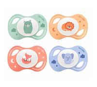 Lot de 4 Sucettes Luc et Léa Collection Nuit Anatomiques Extra-Fines +18 Mois - C11 & C12 - Silicone Sans BPA
