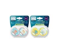 Lot de 4 sucettes Pacifier ultra air - PHILIPS AVENT - SCF087/27 - Jour et nuit - Sans BPA - 18 mois et + - Vert / Orange