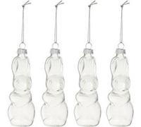 Lot de 4 Sujets à Suspendre en Verre Lapin 10cm Transparent