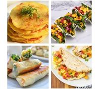 Lot de 4 supports à tacos en acier inoxydable avec tasse, support à tacos en forme de vague pour tacos, rouleaux de printemps, sandwichs, grill à tortilla, outil de cuisine (C)