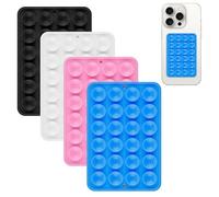 Lot de 4 Supports à Ventouse pour Téléphone avec 24 Ventouses en Silicone, Support Portable Antidérapant, Réutilisable et Amovible, pour Smartphone, Batterie Externe, Selfies et Vidéos