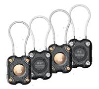 Lot de 4 supports Airtag avec câble métallique, verrouillage sécurisé AirTag, étanchéité IPX7, protection rigide à 360 °, porte-clé pour Apple Air Tag pour porte-clés, voiture, bagage