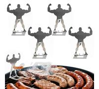 Lot de 4 supports amusants pour saucisses en acier inoxydable pour hot-dog - Réutilisables - Pour barbecue, camping, voyage de printemps et plus encore