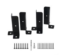 Lot de 4 supports d'ancrage réglables avec vis, support de clôture en fer de 2,8 mm d'épaisseur pour poteaux en bois, pergola, balustrade, sols en béton et structures de jardin, noir
