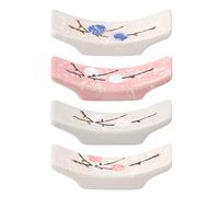 Lot de 4 supports de baguettes en céramique et chêne - En forme de coussin - Idéal pour cuillère, fourchette, couteaux, maison, cuisine, vaisselle, accessoires de bureau