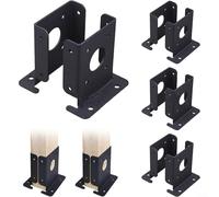 Lot de 4 supports de base de poteau en bois réglables robustes pour clôture et pergola avec ancres, vis et trous pré-percés pour un montage facile