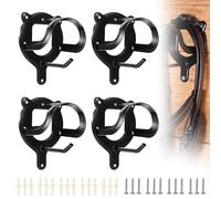Lot de 4 supports de bridon pour cheval - En métal - Avec tubes d'expansion et vis - Crochet de bridon pour chambre de selle, grange - Noir