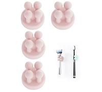 Lot de 4 Supports de Brosse à Dents en Silicone Multifonction pour Rasoir et Brosse à Dents,Étanche,Auto-adhésif,pour Suspendre la Salle de Bain,la Cuisine,Le Salon,Le Bureau (Rose 4 pièces)