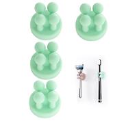 Lot de 4 Supports de Brosse à Dents en Silicone Multifonction pour Rasoir et Brosse à Dents,Étanche,Auto-adhésif,pour Suspendre la Salle de Bain,la Cuisine,Le Salon,Le Bureau (Vert 4 pièces)