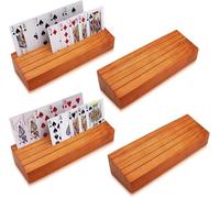 Lot de 4 supports de cartes de poker pour enfants et personnes âgées - Plateau d'organisation de pont de jeu pour adultes - Outils de voyage Canasta Uno Skipbo 5 couronnes