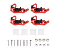 Lot de 4 supports de fixation de pelle de toit en métal robuste multi-usage pour barres de toit, bateaux, outils (rouge)
