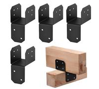 Lot de 4 supports de fixation pour solive en acier - Connecteurs de support de poutres robustes - Support de manchon - Parfait pour clôture, terrasse, toit, cabane en rondins, projets d'encadrement