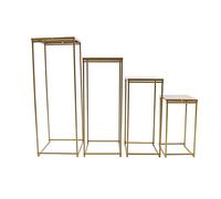 Lot de 4 supports de fleurs - En métal doré - Table d'appoint rectangulaire moderne - Design colonne carrée - Capacité de charge d'environ 22,05 à 33,07 livres - Pour mariages, anniversaires