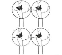 Lot de 4 supports de jardinage en rotin pour plantes grimpantes (papillon)