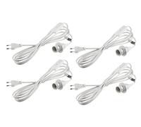 Lot de 4 supports de lampe E14 avec interrupteur à câble de 3,4 m - Avec anneau de montage - Diamètre : 40 mm - Pour abat-jour, lampes en papier, lampes étoilées - Blanc