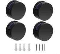 Lot de 4 supports de miroir de salle de bain en alliage de zinc pour montage en verre, design robuste pour 3 mm à 5 mm d'épaisseur, finition noire élégante