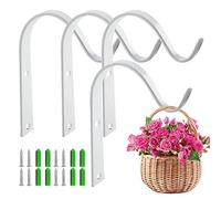 Lot de 4 supports de panier suspendus en métal - Crochets pour jardin, pelouse, pots de fleurs, mangeoires à oiseaux, plantes, lanternes, carillons éoliens - Blanc