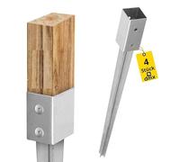 Lot de 4 supports de poteau 120 x 120 cm - Ancrage de poteau - Douilles à enfoncer - Ancrage - Pied de support - Piquet de terre - Douille à enfoncer 120 x 120 - Douille de sol - Ancrage au sol pour
