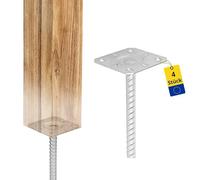 Lot de 4 supports de poteau 130 x 130 cm - Connecteur en bois - Support de poteau à sceller dans le béton - Poteaux de clôture - Poteaux en bois - Ancrage au sol - Balançoire - Support - Ancrage béton
