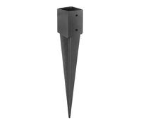 Lot de 4 supports de poteau à enfoncer base carrée 120x750 mm, pied d’ancrage galvanisé, métal robuste graphite ADGO