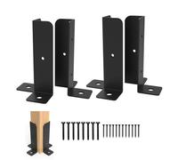 Lot de 4 supports de poteau de clôture réglables pour poteaux en bois, en acier inoxydable noir avec vis et clous d'extension (4 pièces, 2 mm)