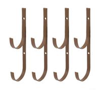 Lot de 4 supports de poteau de piscine en métal pour écumoire pour râteau à feuilles, filet, brosse télescopique, support de rangement pour clôture, terrasse, mur en béton (café)