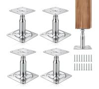 Lot de 4 supports de poteau réglables en hauteur - 100 à 150 mm - Galvanisé - Avec 16 vis - Pour clôtures, abris, abris de voiture