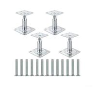 Lot de 4 supports de sol réglables en acier de 10 à 15 cm de hauteur, plaque de base antirouille pour clôtures extérieures, cabines en rondins et pergolas, protection contre l'humidité pour le bois