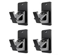 Lot de 4 supports de tringle à rideaux autocollants, sans perçage, avec verrou à ressort antidérapant pour salle de bain, chambre à coucher, cuisine (noir)