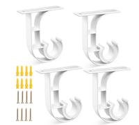 Lot de 4 supports de tringle à rideaux en métal réglables pour tringle à rideaux - Support de tringle à rideaux pour penderie (blanc)