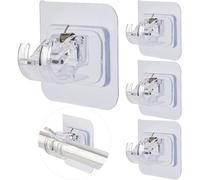 Lot de 4 supports de tringle à rideaux en plastique transparent sans perçage - Sans perçage - Crochets de tringle réglables sans clous - Pour la maison, la salle de bain, la cuisine et l'hôtel