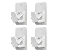 Lot de 4 supports de tringle à rideaux sans perçage, sans perçage, matériau imperméable avec verrou à ressort antidérapant, pour un maintien sûr (blanc)