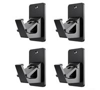 Lot de 4 supports de tringle à rideaux sans perçage, sans perçage, matériau imperméable avec verrou à ressort antidérapant, pour un maintien sûr (noir)