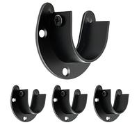 Lot de 4 supports de tringle de placard, supports d'extrémité de tringle de placard robustes de 2,5 cm, en acier inoxydable, supports en forme de U, noir