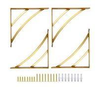 Lot de 4 Supports d'Étagère Dorés Triangulaires 200 mm - Supports Muraux Polyvalents à Angle Droit pour Échafaudage - Décoration Murale Moderne en Laiton pour Étagère DIY