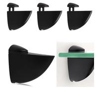 Lot de 4 supports d'étagère en verre réglables en alliage de zinc noir pour salon, salle de bain et cuisine, épaisseur de 3 à 20 mm