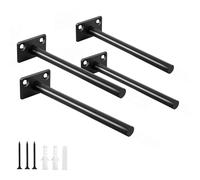 Lot de 4 supports d'étagère flottants en acier massif noir de 15,2 cm - Supports cachés pour étagères flottantes en bois - Support d'étagère invisible - Vis et chevilles incluses