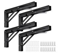 Lot de 4 supports d'étagère pliables muraux robustes Installation pratique du support peu encombrant Charge maximale de 100 kg 4 supports noirs de 20,3 cm à 61 cm