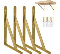 Lot de 4 supports d'étagère triangulaires dorés à angle droit - 15,2 cm