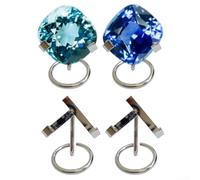 Lot de 4 supports en métal pour boules de cristal, fossiles, minéraux, pierres précieuses et roches peintes (Love - Argent)