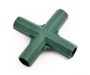 Lot de 4 supports en plastique vert pour connecteurs de jardin pour tubes de 16 mm - 5 voies - Pour construire une serre, un auvent, un treillage - Support de plantes (croix 4 voies)