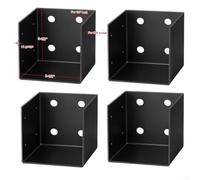 Lot de 4 supports muraux noirs pour pergola, 0,3 cm d'épaisseur, en acier de calibre 11 pour poutres de 4 x 4 et 4 x 6, support de terrasse résistant aux intempéries avec trous pré-percés