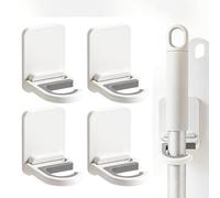 Lot de 4 supports muraux pour balai et serpillère, sans perçage, avec crochet de préhension, poignée de serpillère pour l'organisation du garage, le placard, le rangement des fournitures de nettoyage