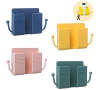 Lot de 4 Supports Muraux pour Téléphone Portable avec Crochet, Support de Boîte de Rangement Adhésive pour Télécommande, Support Telecommande Mural pour Chargeur, Support Mural de l'organisateur
