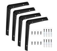 Lot de 4 supports muraux robustes en métal pour étagères - 170 x 120 mm - Noir