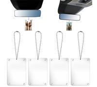 Lot de 4 Supports Photo magnétiques universels pour Voiture, avec chaîne, Accessoires pour rétroviseur, Cadre Photo personnalisé en Acrylique Transparent, décoration pour Papa